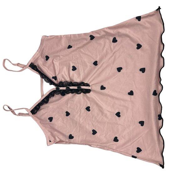 Pink Heart Print Pajama Set - Camisole & Shorts - Size Small - Picture 2 of 7